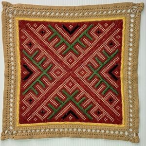 Woven Fabric Table Square Red Vintage Global Decor Boho 10" x 10"